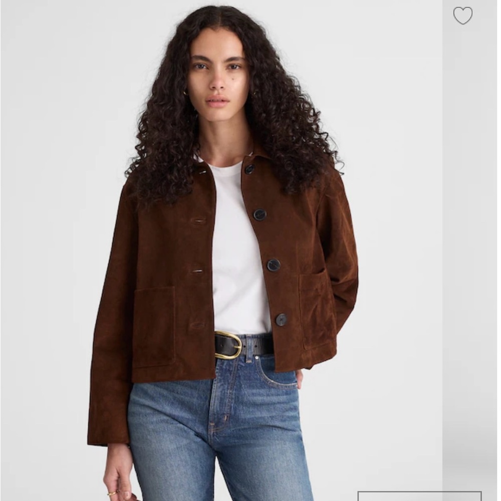 NWT! Madewell Boxy-Crop Jacket in Dark Roast Suede